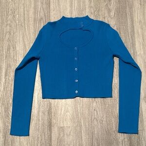 SHEIN Blue Ribbed Long Sleeve Top